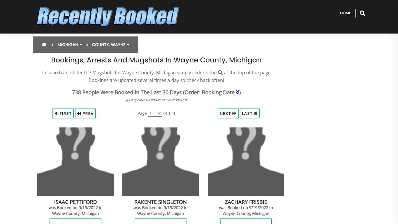 Recent bookings, Arrests, Mugshots in Wayne County, Michigan